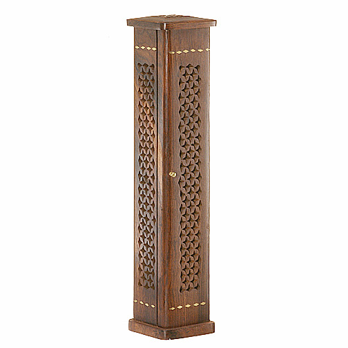 Square Wooden Incense Burner that opens like a cabinet, with cut-out design (random patterns)