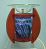 Swirl, Wood Base - blue (D)