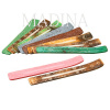 Flat wooden burners of standard shape in various colors, picked at random by supplier